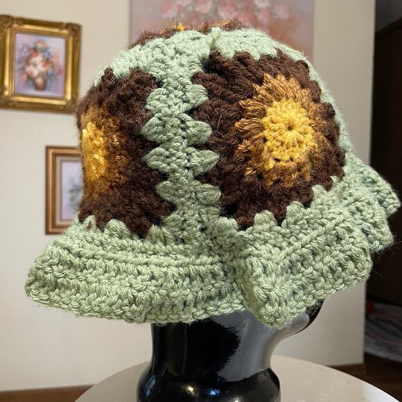 Granny Square Sun Hat handmade Boho - Picture 5 of 16
